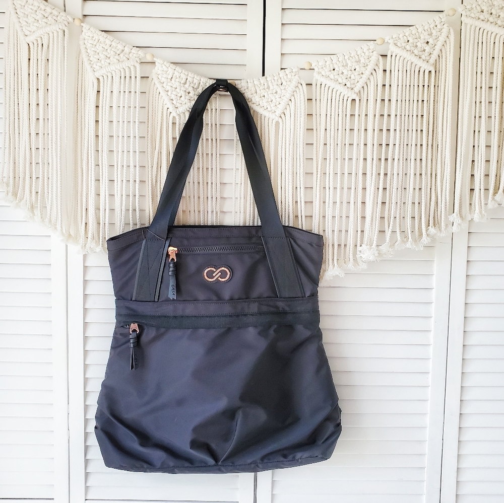 CALIA Black Shoulder Zip Gym Tote Bag